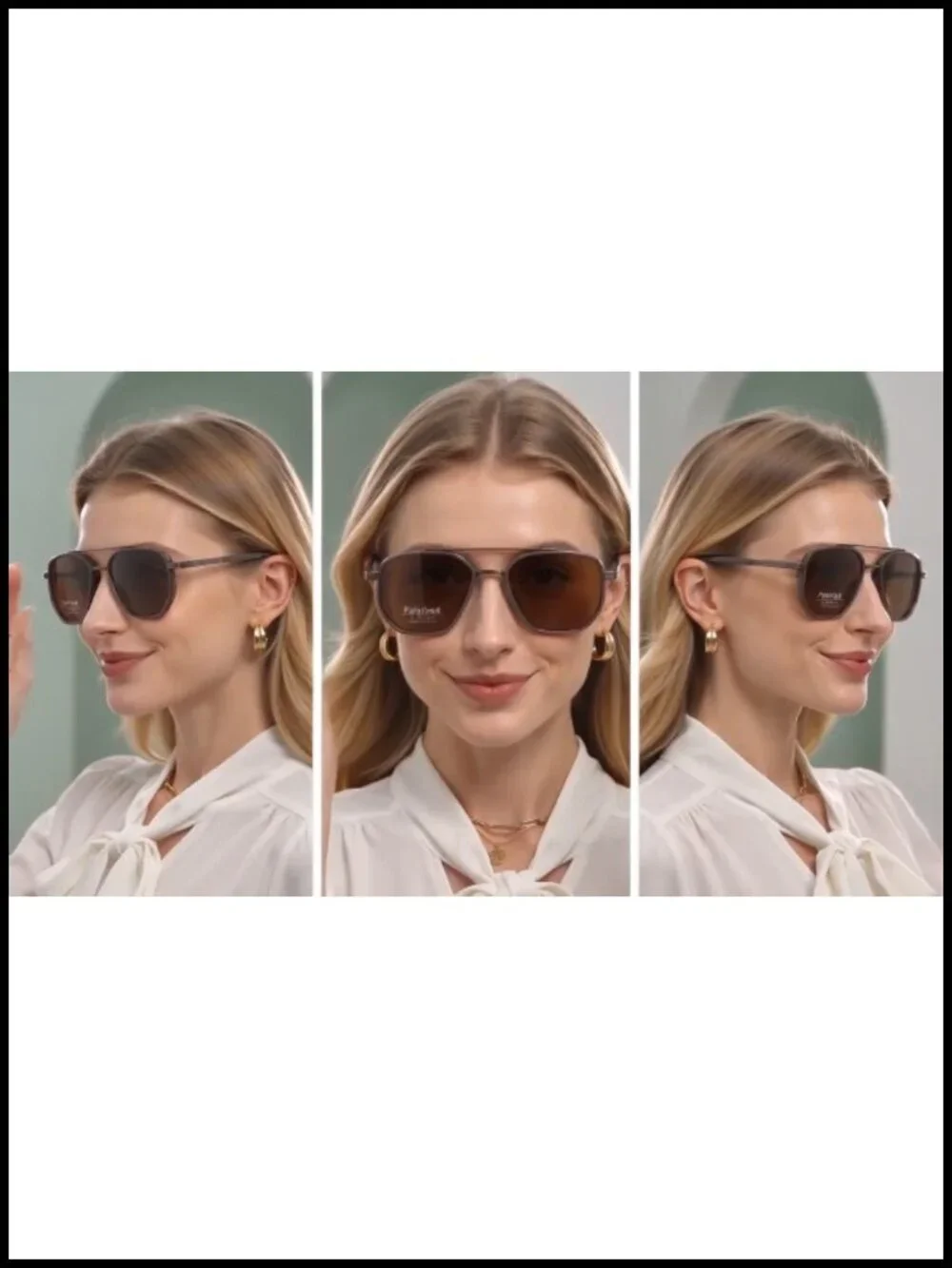 Vintage Polarized Sunglasses UV Protection Double Bridge Metal Frame